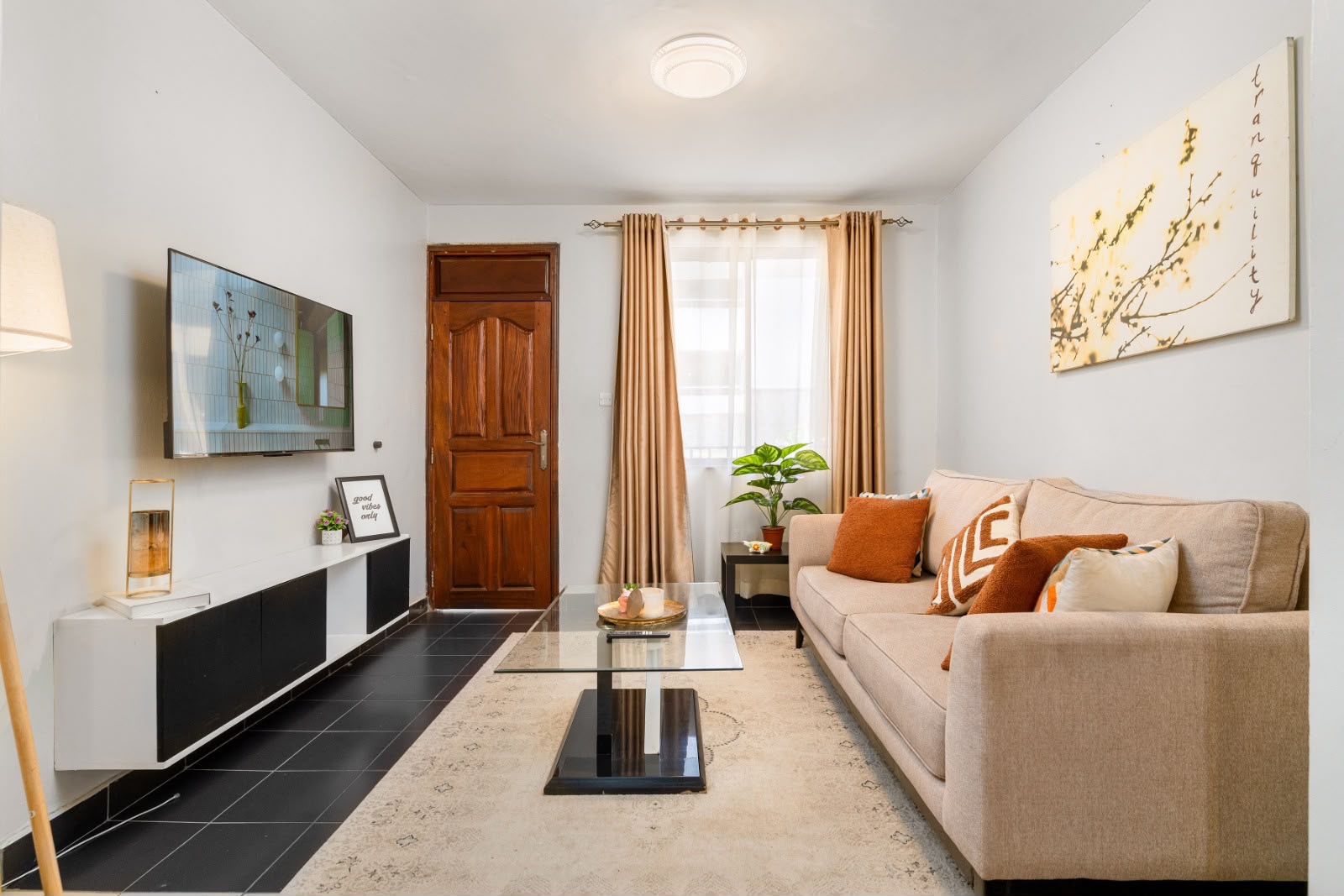 Living room at Tanga Suites on Riverside Drive, Nairobi.